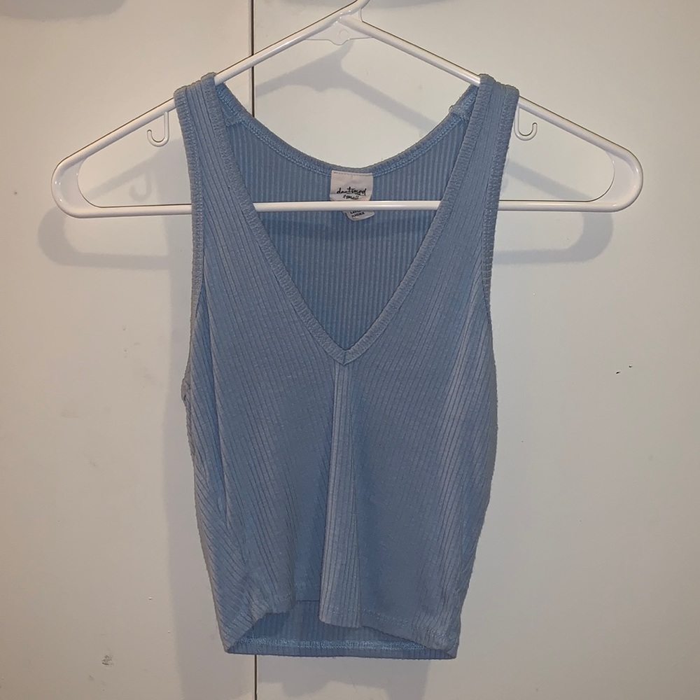 light blue v neck crop top